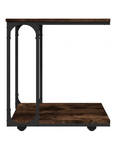 Tavolino con Ruote Rovere Fumo 50x35x55,5 cm Legno Multistrato