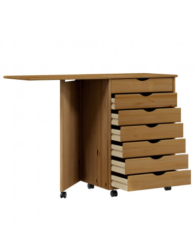 Armadietto Rotante con Scrivania MOSS Miele Legno Massello Pino