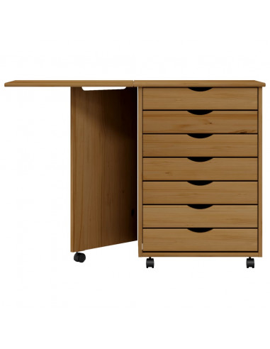 Armadietto Rotante con Scrivania MOSS Miele Legno Massello Pino