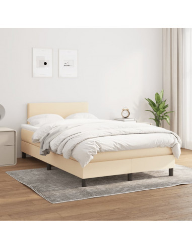 Giroletto a Molle con Materasso Crema 120x190 cm in Tessuto