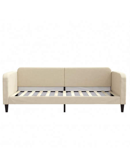 Divano Letto Estraibile con Cassetti Crema 100x200cm in Tessuto