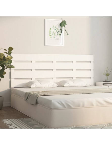 Testiera per Letto Bianca 160x3x80 cm in Legno Massello di Pino