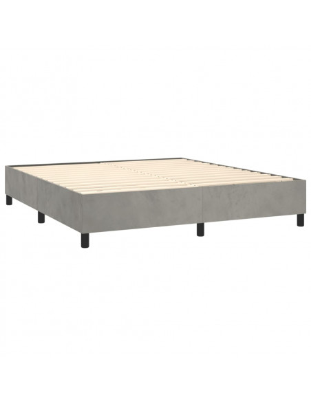 Letto a Molle Materasso e LED Grigio Chiaro 180x200 cm Velluto