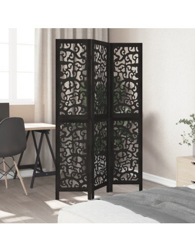 Divisorio Ambienti 3 Pannelli Nero Legno Massello di Paulownia