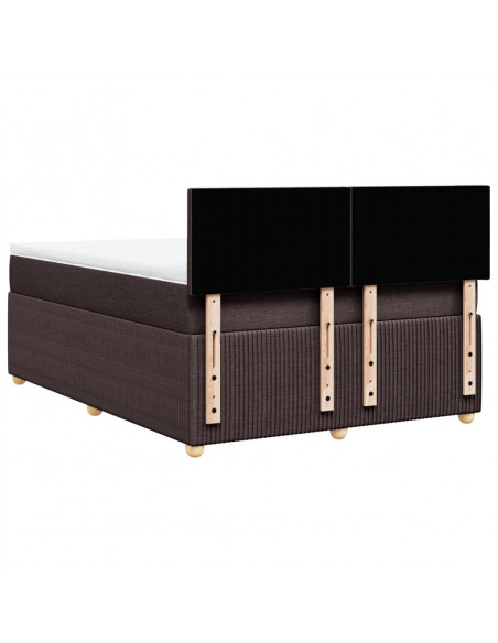 Giroletto a Molle con Materasso Marrone Scuro 140x200cm Tessuto