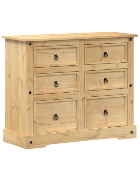 Cassettiera Corona 110x43x91 cm in Legno Massello di Pino