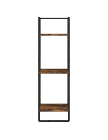 Set Mensole Parete con Aste 6pz Rovere Fumo Legno Multistrato