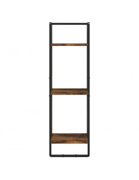 Set Mensole Parete con Aste 6pz Rovere Fumo Legno Multistrato