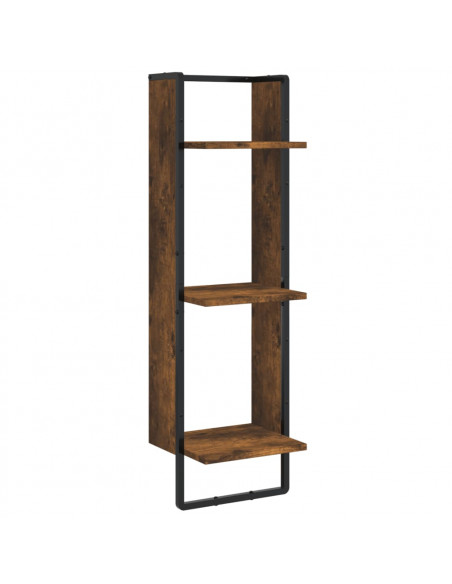 Set Mensole Parete con Aste 6pz Rovere Fumo Legno Multistrato