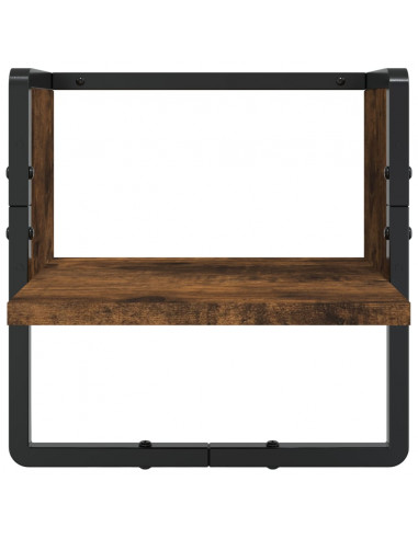 Set Mensole Parete con Aste 6pz Rovere Fumo Legno Multistrato