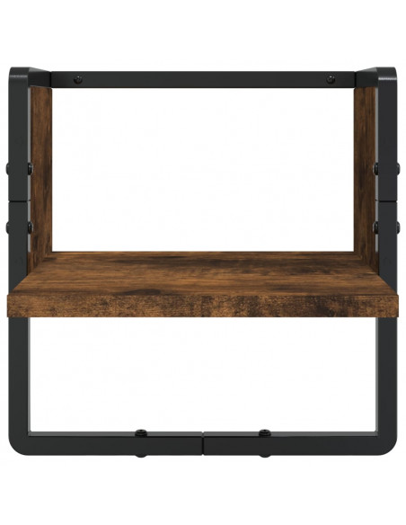 Set Mensole Parete con Aste 6pz Rovere Fumo Legno Multistrato