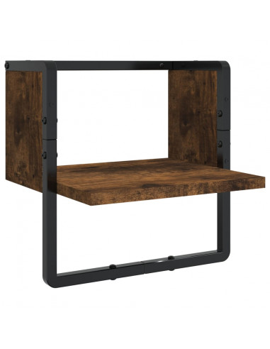 Set Mensole Parete con Aste 6pz Rovere Fumo Legno Multistrato