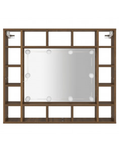 Mobile da Bagno a Specchio con LED Rovere Marrone 91x15x76,5 cm 2