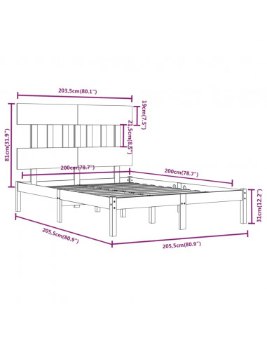 Giroletto Bianco in Legno Massello 200x200 cm