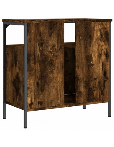 Mobile Lavabo Bagno Rovere Fumo 60x30x60 cm Legno Multistrato
