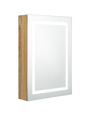 Armadietto Bagno con Specchio e LED Rovere 50x13x70 cm