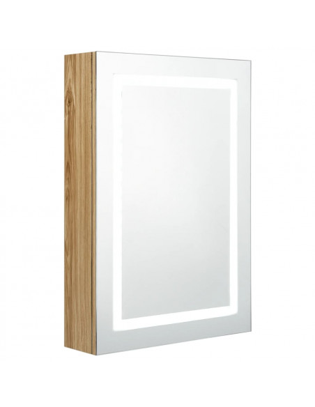Armadietto Bagno con Specchio e LED Rovere 50x13x70 cm