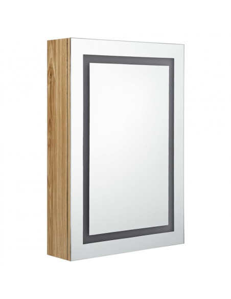 Armadietto Bagno con Specchio e LED Rovere 50x13x70 cm