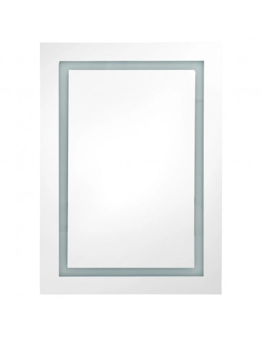 Armadietto Bagno con Specchio e LED Rovere 50x13x70 cm