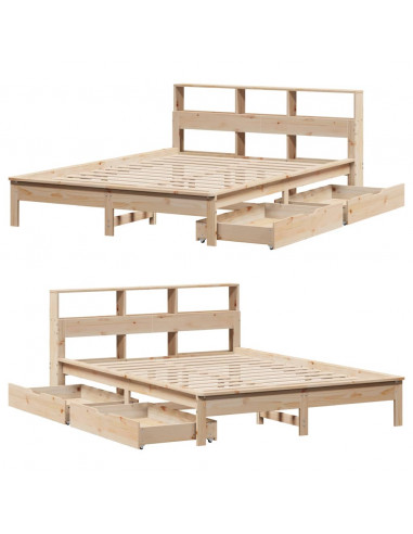 Letto Libreria senza Materasso 120x190cm Legno Massello di Pino