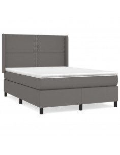 Giroletto a Molle con Materasso Grigio 140x190 cm in Similpelle 2