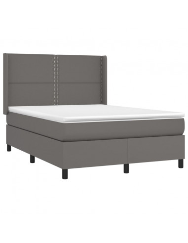 Giroletto a Molle con Materasso Grigio 140x190 cm in Similpelle