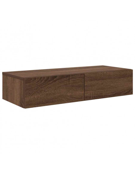 Scaffale a Parete con Cassetti Rovere 80x33x17 cm in Truciolato