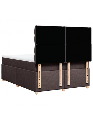 Giroletto a Molle con Materasso Marrone Scuro 140x200cm Tessuto