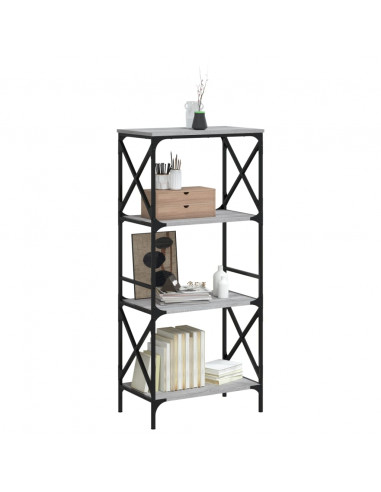 Libreria 4 Ripiani Grigio Sonoma 59x35x132cm Legno Multistrato