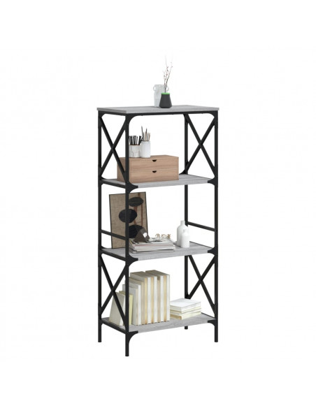 Libreria 4 Ripiani Grigio Sonoma 59x35x132cm Legno Multistrato