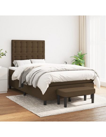 Giroletto a Molle con Materasso Marrone Scuro 120x190cm Tessuto