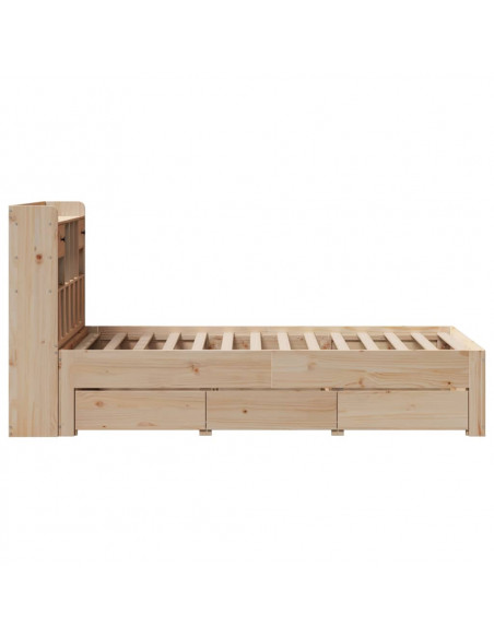 Giroletto con Libreria senza Materasso 75x190 cm in Legno Pino