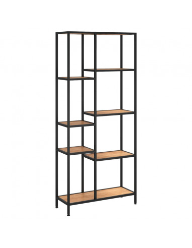 Scaffale per Libri 80x30x180 cm Acciaio e Legno Multistrato