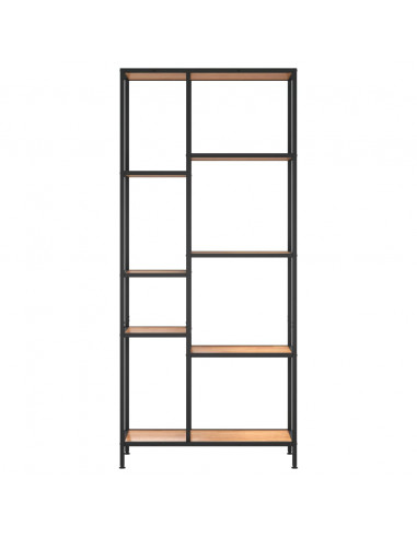 Scaffale per Libri 80x30x180 cm Acciaio e Legno Multistrato