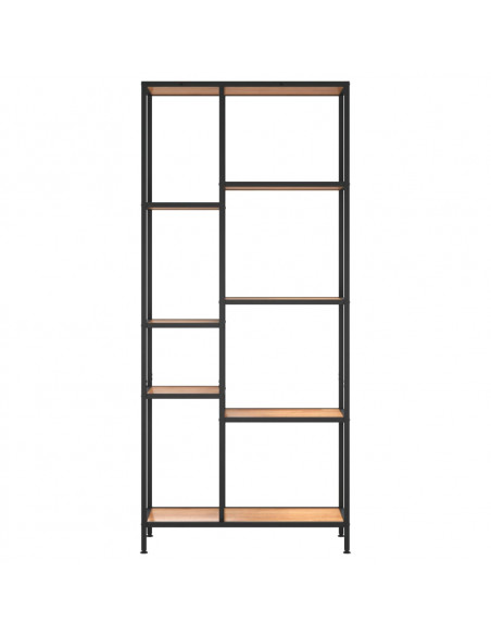 Scaffale per Libri 80x30x180 cm Acciaio e Legno Multistrato