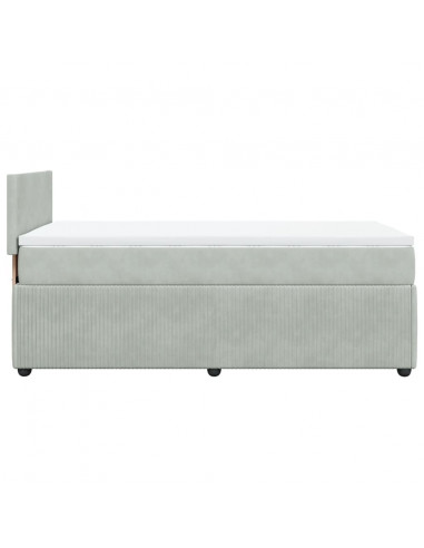 Giroletto a Molle con Materasso Grigio Chiaro 90x200 cm Velluto