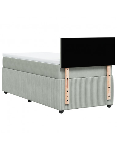 Giroletto a Molle con Materasso Grigio Chiaro 90x200 cm Velluto