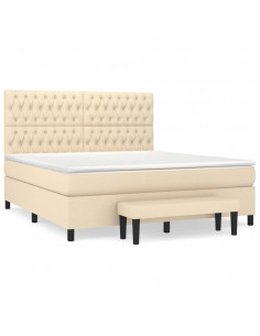 Giroletto a Molle con Materasso Crema 180x200 cm in Tessuto 2