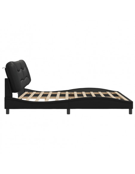 Giroletto con Luci LED Nero 200x200 cm in Similpelle
