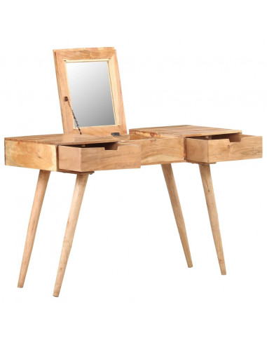 Tavolo da Trucco con Specchio 112x45x76 cm Massello di Acacia