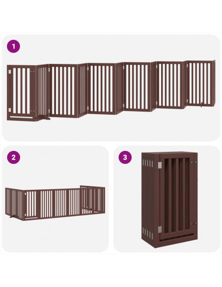 Cancello Cani Porta Pieghevole Marrone 12 Pannelli 600cm Pioppo