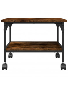 Supporto Stampante 2 Livelli Rovere Fumo 50x40x38cm Multistrato 2