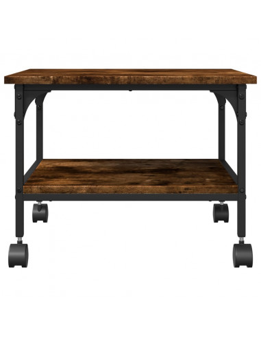 Supporto Stampante 2 Livelli Rovere Fumo 50x40x38cm Multistrato