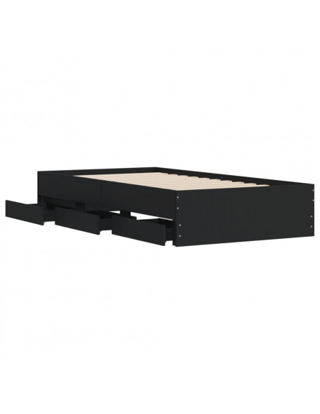 Giroletto con Cassetti Nero 100x200 cm in Legno Multistrato
