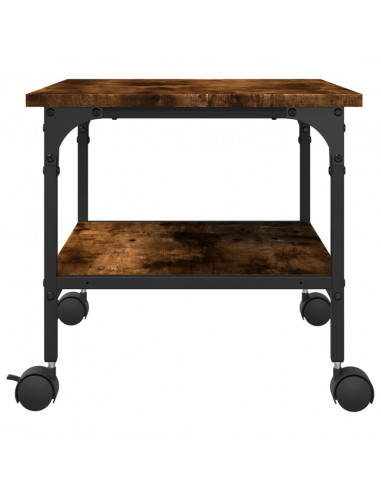 Supporto Stampante 2 Livelli Rovere Fumo 50x40x38cm Multistrato