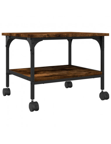 Supporto Stampante 2 Livelli Rovere Fumo 50x40x38cm Multistrato