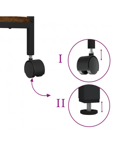 Supporto Stampante 2 Livelli Rovere Fumo 50x40x38cm Multistrato