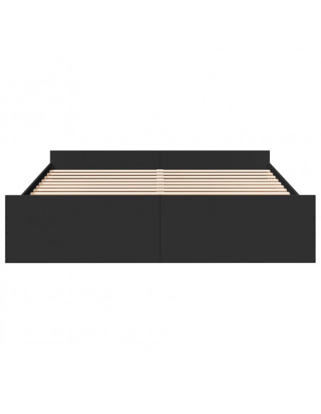 Giroletto con Cassetti Nero 180x200 cm in Legno Multistrato