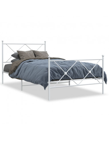 Giroletto con Testiera e Pediera Metallo Bianco 100x190 cm