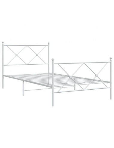 Giroletto con Testiera e Pediera Metallo Bianco 100x190 cm